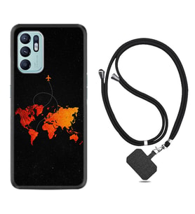 Oppo Reno 6 Kılıf Silikon Boyun Askılı İpli Desenli Silikon İz Bırakan Uçak 1778