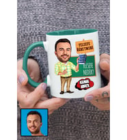 Erkek Felsefe Öğretmenine Hediye Karikatürlü Yeşil Kupa Bardak