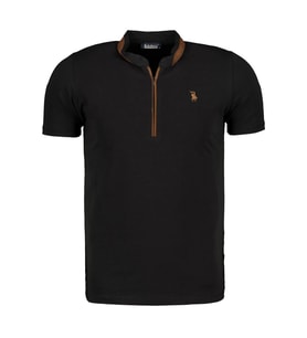 T8571 DEWBERRY FERMUARLI ERKEK T-SHIRT-KOYU SİYAH