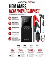 12000 Mah Akıllı Akü Takviye Ve Dijital Hava Pompası Akım Korumalı