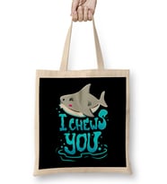 Cute & Funny I Chews You Shark Chooses You Pun Bez Çanta Uzun Saplı