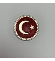 Gri Çerçeveli Türk Bayraklı Yaka Rozeti