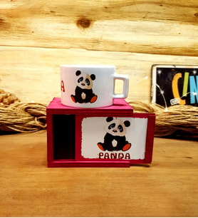 Sevimli Panda Özel Tasarım Renkli Kutulu Kupa