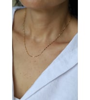 14 Ayar Altın Işıltılı Aynalı Zincir Kolye 45 cm