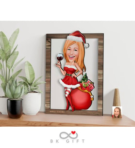 BK Gift Kişiye Özel Yeni Yıl Karikatürlü 3D Ahşap Tablo-2