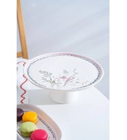 Acar HCA9088 Laila Desenli Ayaklı Seramik Sunum Tabağı 26 cm (Çok Renkli)