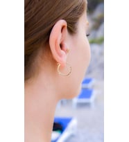 Altın Çizgili Halka Küpe Çap 1.6 Cm