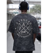 Avenged Sevenfold Rock Metal Müzik Grubu Baskılı Unisex Oversize Eskitme Yıkamalı Tişört