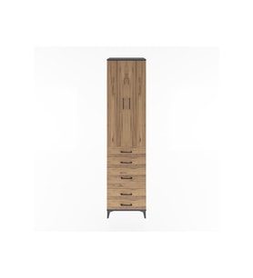 Hyperion Dolap 4 Raflı 5 Çekmeceli 2 Kapaklı 60x44x243 Antrasit-Çam