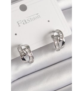 Pirinç Gümüş Renk Zirkon Taşlı Zincir Model Kadın Küpe 5886 - SSSSSS1855-8476