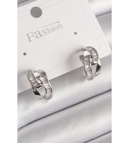 Pirinç Gümüş Renk Zirkon Taşlı Zincir Model Kadın Küpe 5886 - SSSSSS1855-8476