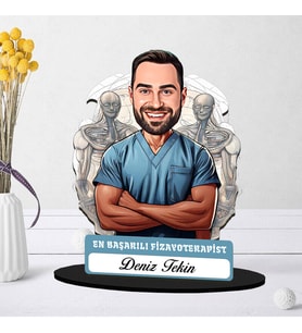 Kişiye Özel Erkek Fizyoterapiste Hediye Karikatürlü Biblo