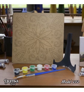 Destina Ahşap Mandala Boyama Seti- Ahşap Boyama-Ahşap Tuval-Model 202-23cm*23cm