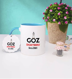 Göz Doktoru Kupa Bardak Mavi ve Anahtarlık