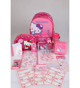 x Dekomus "Candy Kitty Collection" Hello Kitty Lisanslı Full Kırtasiye Seti Ortopedik İlkokul,Beslenme ve Kalem Çantası,Matara,Beslenme Kabı Seti