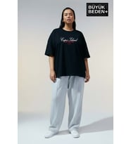 Kadın Büyük Beden Capri Island Baskılı 3xl-6xl Bisiklet Yaka Tshırt SPR26BTSK510-14