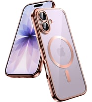 Apple iPhone 17 Kılıf Kamera Lens Korumalı Renkli Magsafe Şeffaf Silikon Rose Gold (Rose - Gold)