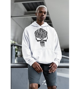 Özel Tasarım Punisher Baskılı Unisex Oversize Marvel Hoodie