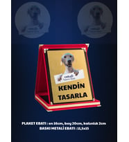 Kişiye Özel Tasarım Plaket - Gold Metal, Kırmızı Kadife Kutulu / Kendin Tasarla