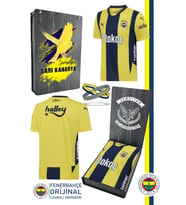 Fenerbahçe Orijinal Lisanslı 2024 Yeni Sezon Sarı Lacivert Çubuklu Forma + Bileklik Set H (Sarı-Lacivert)