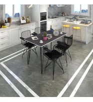 Knsz masa sandalye takımı hem75mazlum grisyh 130*070 klç 4 sandalye syhsyh kolçaklı