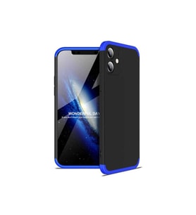 Apple iPhone 12 Uyumlu Kılıf Zore Ays Kapak (Siyah-Mavi)