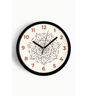 Mandala Tarzı Çiçek Çizimi Modern Duvar Saati - 25cm - Önü Camlı Siyah Kasa - Sessiz Mekanizma