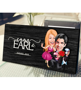 BK Gift Kişiye Özel Sevgililer Karikatürlü Kabartma Figürlü Ahşap Tablo, Duvar Dekoru, Arkadaşa Hediye, Özel Tasarım Ev Hediyesi-9 (Siyah)