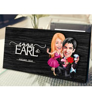 BK Gift Kişiye Özel Sevgililer Karikatürlü Kabartma Figürlü Ahşap Tablo, Duvar Dekoru, Arkadaşa Hediye, Özel Tasarım Ev Hediyesi-9 (Siyah)