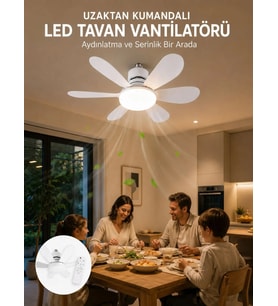 Ayarlanabilir Parlaklık Özellikli LED Tavan Vantilatörü Süper Sessiz Motor Teknolojisi ve Güçlü Hava