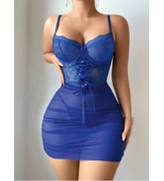 Mulvxbrf Brf02 Kadın Saks Mavisi Transparan  Gecelik Şık Ve Zarif Tasarım (Mulvix)