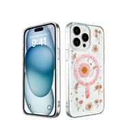 iPhone 14 Pro Kılıf Daisy Simli Magsafe Kapak - Pembe