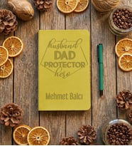 Kişiye Özel  Husband Dad Protector Hero Defter Babalar Günü Hediyesi (Yeşil)