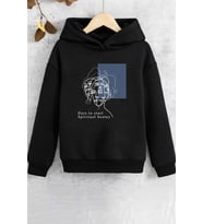 Çocuk Minimal line drawing Baskılı Sweatshirt (Siyah)