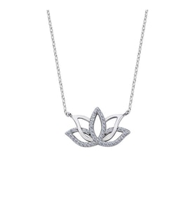 Lotus Çiçeği Gümüş Kolye  GMS975 (Çok Renkli)