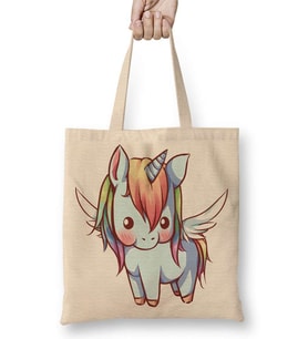 Unicorn Anime Cartoon Sevimli Cute Bez Çanta Uzun Saplı
