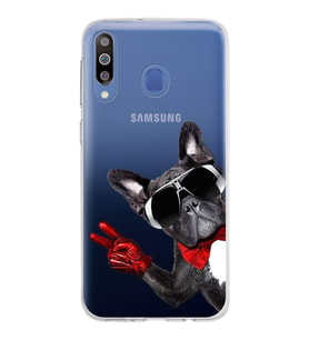 PrintiFy Samsung Galaxy M30 ile Uyumlu 1mm Slim Fit Köpek 2 050e Baskılı Şeffaf  Kılıf