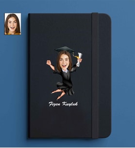 Kişiye Özel Kadın Model 13x21 Siyah Defter-8
