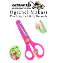 Pembe Öğrenci Makası 1 Adet Plastik Yaylı Küt Uç Korumalı Okul Makası Çocuk Makası Okul Öncesi Kreş Ana Sınıfı (Koyu Mavi)