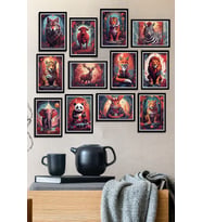 Hayvanların Büyülü Dünyası 12 Parça Mdf Tablo Seti 80x80 Cm