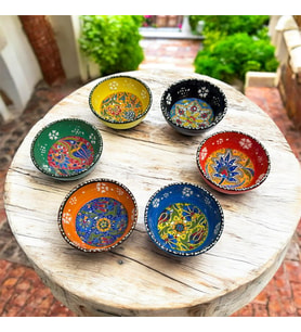 Seramik Çerezlik Sosluk Kahvaltılık Sunumluk Kase El Yapımı (Hand Made) - Kabartma Çiçek Desenli