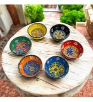 Seramik Çerezlik Sosluk Kahvaltılık Sunumluk Kase El Yapımı (Hand Made) - Kabartma Çiçek Desenli
