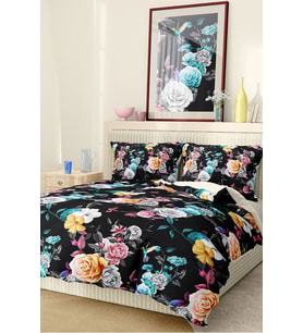 %100 Pamuk Saten Nevresim Takımı Lastikli Çarşaf Deluxe Çift Kişilik 3d Black
