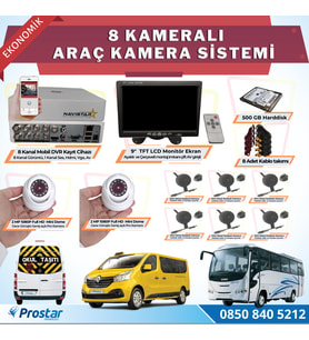8 Kameralı Kayıtlı 1 Tb Hdd 9  Inç Ekranlı Uzaktan İzlemeli Tak Kullan Set