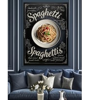 Mutfak İçin Klasik Spagetti Posteri Dekoratif Kanvas - Mdf Ahşap Tablo
