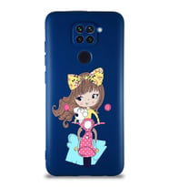 Xiaomi Redmi Note 9 Soft Premier Kapak Vespagirl Tasarımlı Silikon Kılıf - Lacivert (Şeffaf)