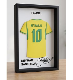 Riva Self Neymar Jr. Brezilya 3D Duvar Tablosu - 10 Numara İmzalı Dekoratif Çerçeve