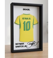 Riva Self Neymar Jr. Brezilya 3D Duvar Tablosu - 10 Numara İmzalı Dekoratif Çerçeve