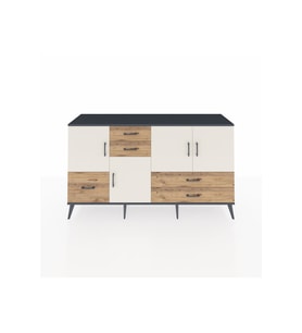 Kronos Konsol 4 Raflı 5 Çekmeceli 4 Kapaklı 176x59x99 Antrasit-Aytaşı/Çam