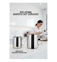 İnox 350ml-550ml Barista Süt Sürahisi Seti - Süt Köpürtme Potu -  Paslanmaz Çelik